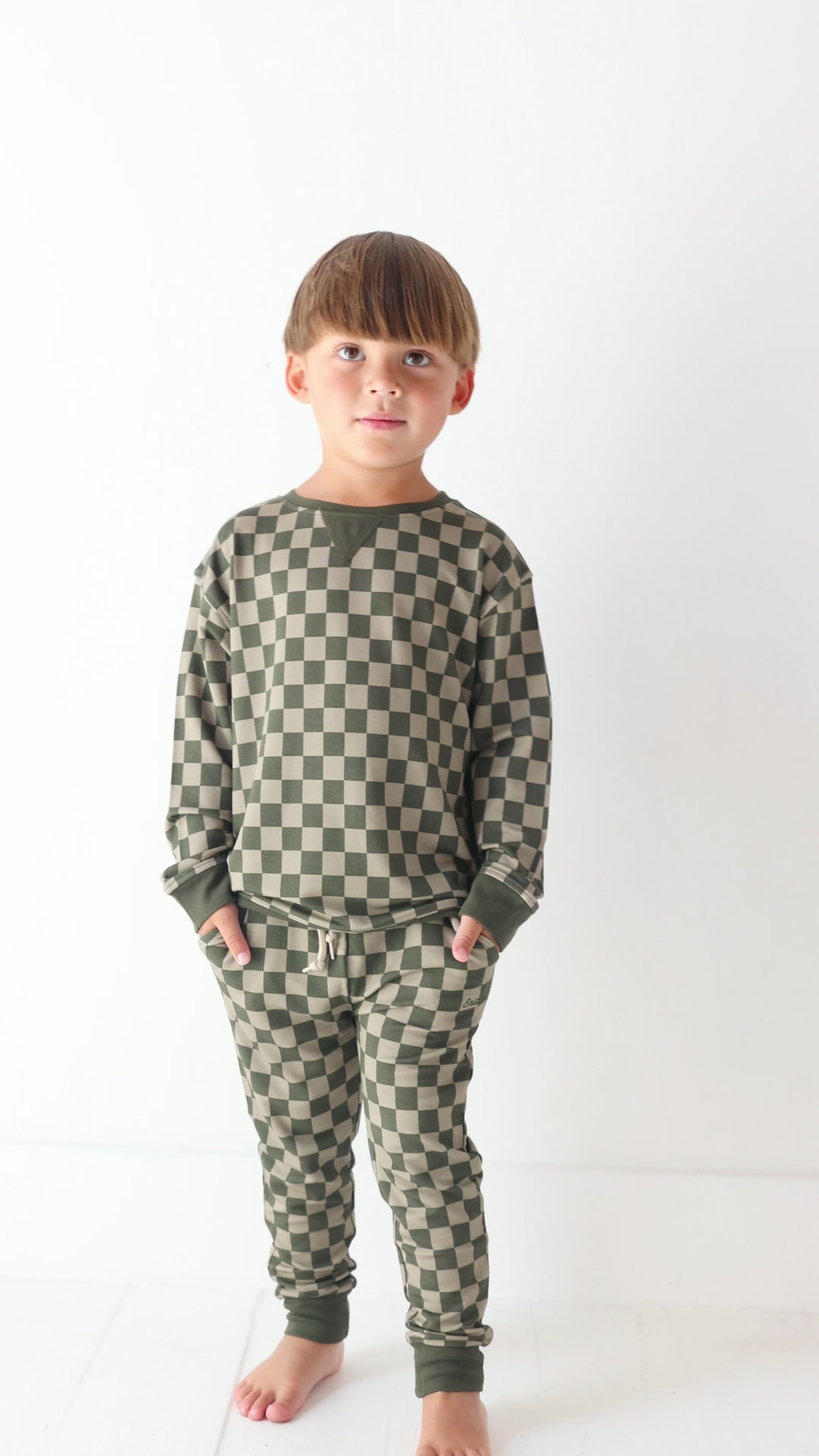 Checkered Bamboo French Terry Joggers