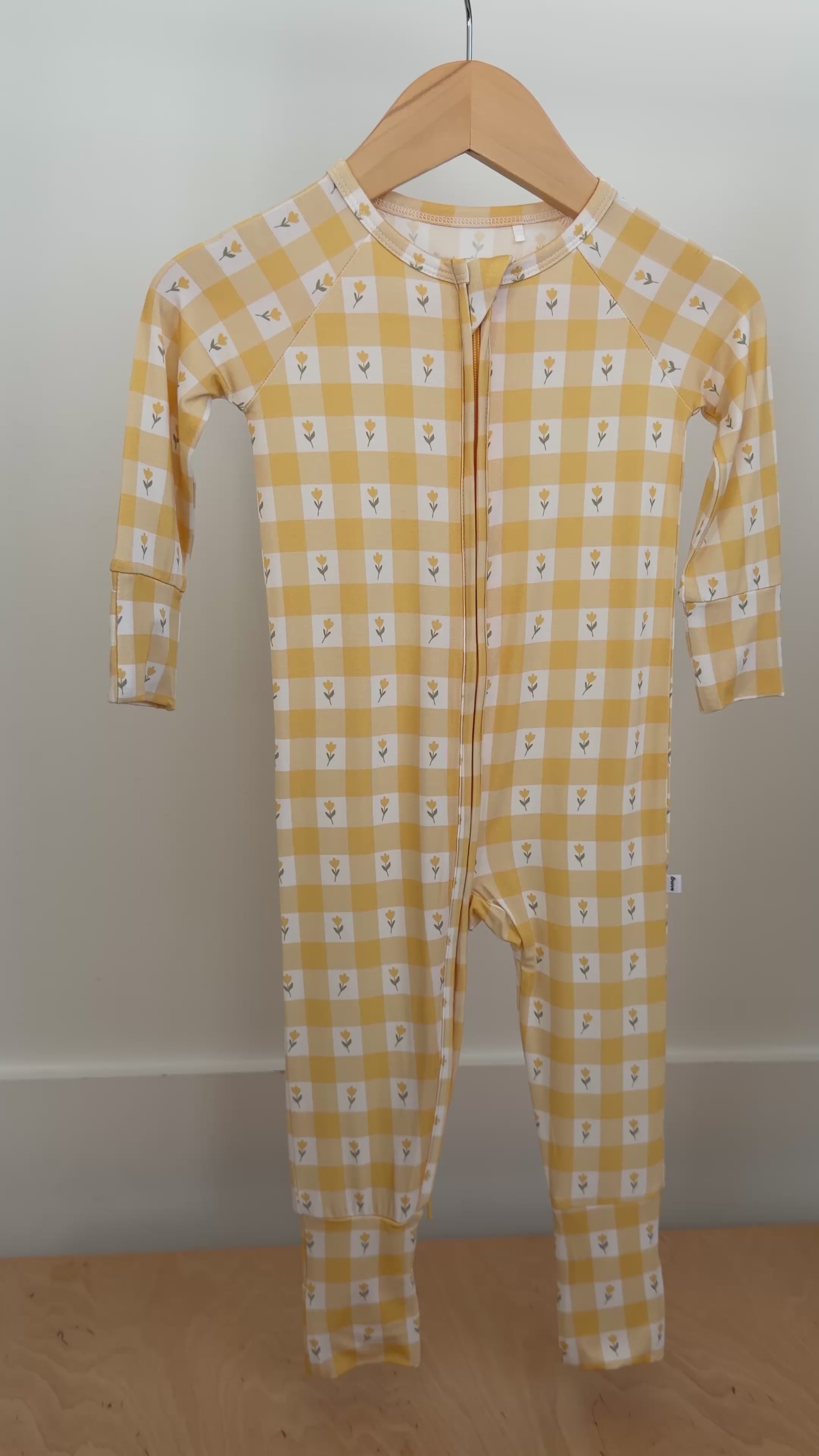 Yellow Gingham Tulip Zip Romper