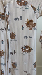 Noah's Ark Small Ribbed Zip Romper