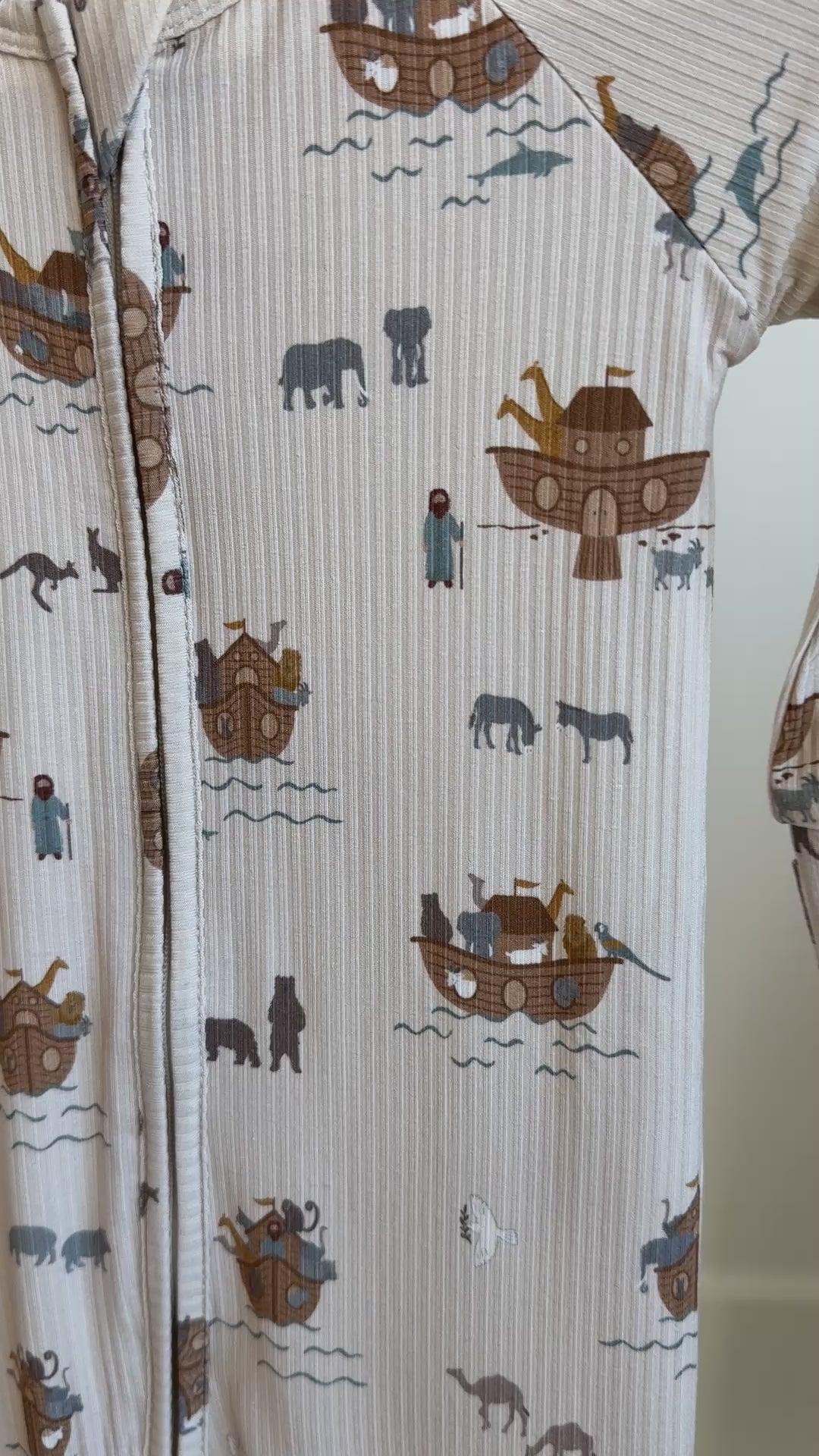 Noah's Ark Small Ribbed Zip Romper
