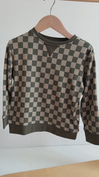 Checkered Bamboo French Terry Pullover
