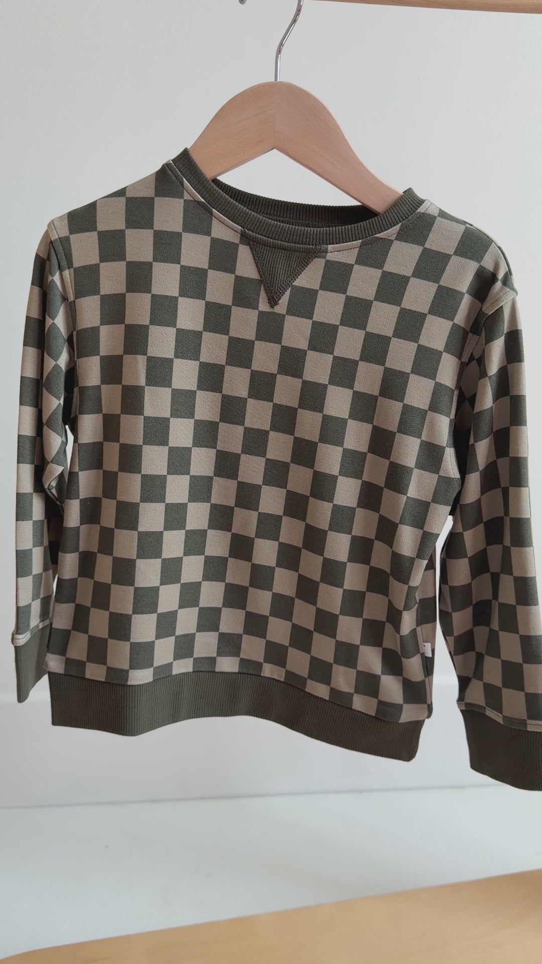 Checkered Bamboo French Terry Pullover