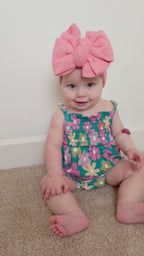 Retro Daisies Small Ribbed Ruffle Romper