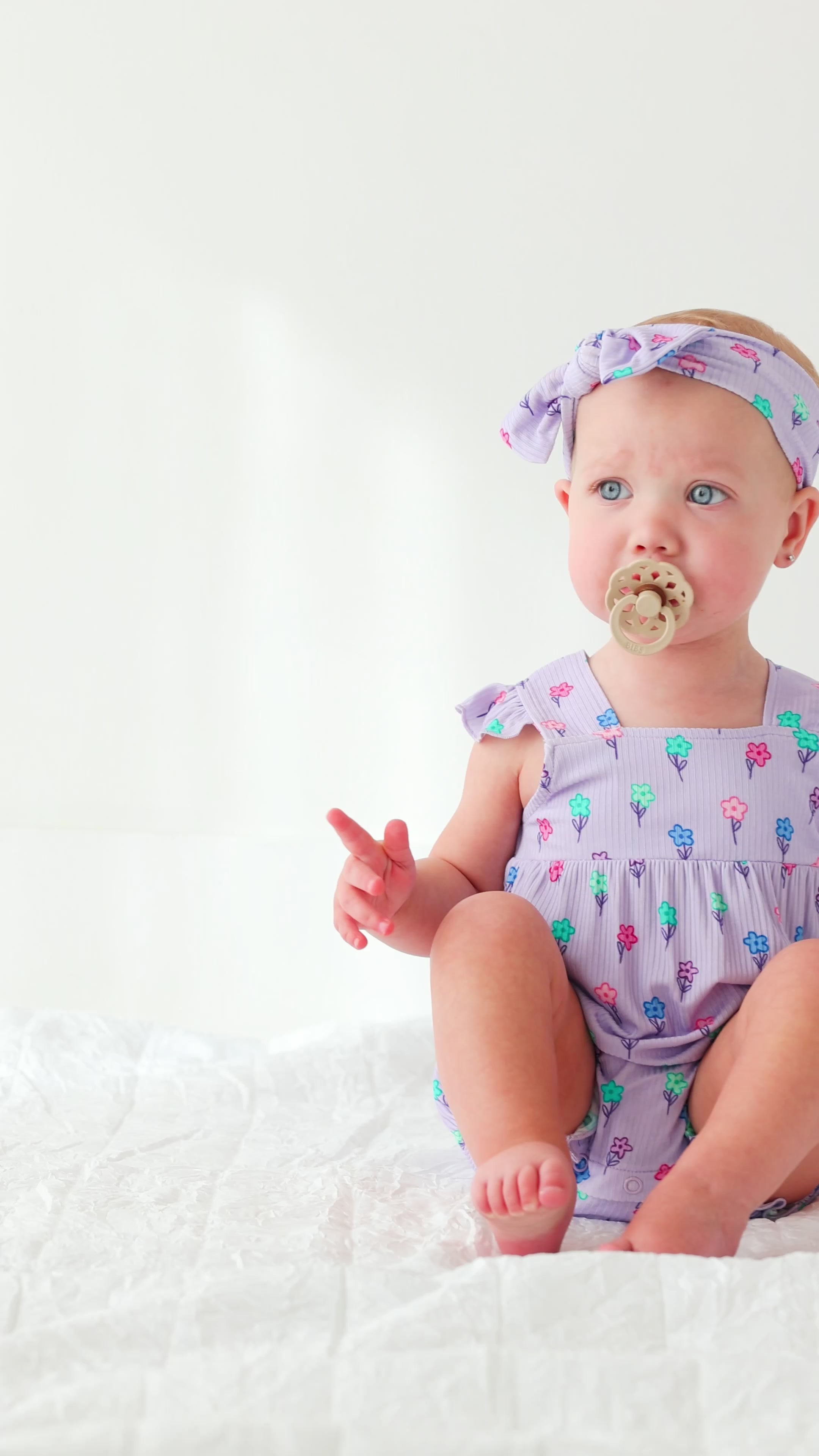 Lilac Daisies Small Ribbed Bow