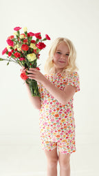 Summer Blooms Small Ribbed Shorts Two-Piece Set