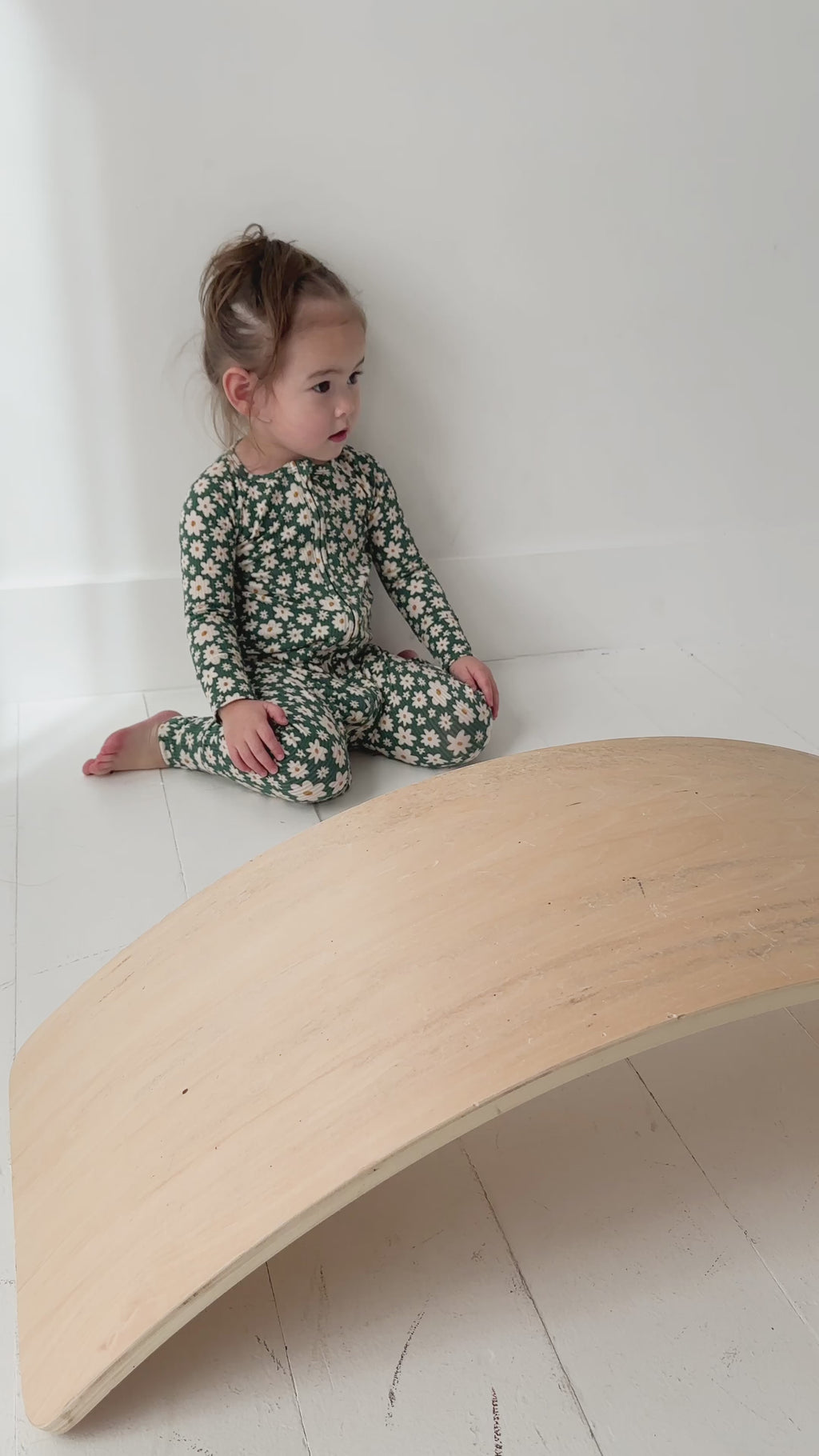 Green Floral Small Ribbed Zip Romper