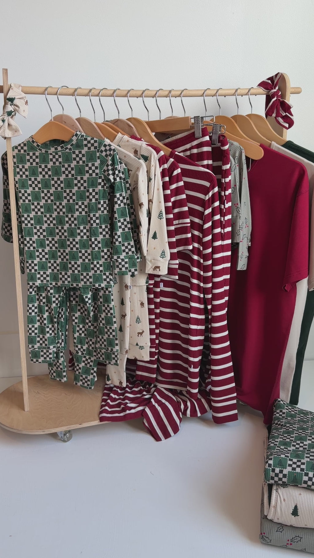 Checkered Christmas Trees Small Ribbed Two-Piece Set