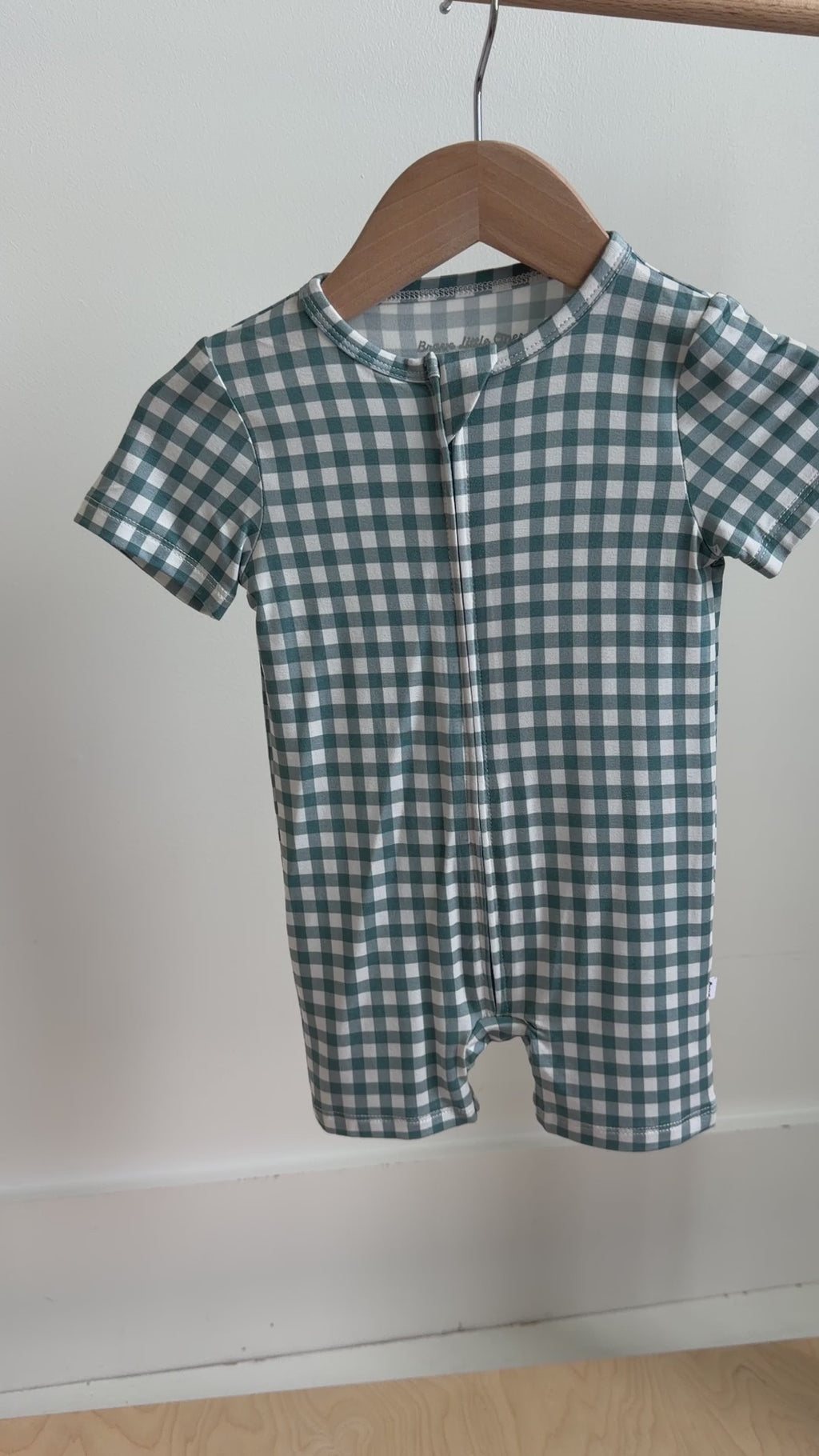 Blue Small Gingham Summer Zip Romper