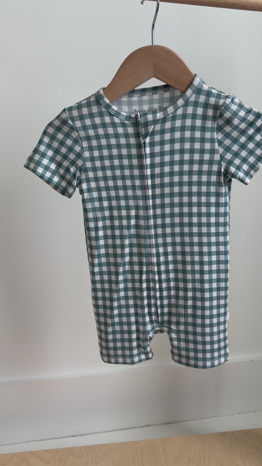 Blue Small Gingham Summer Zip Romper