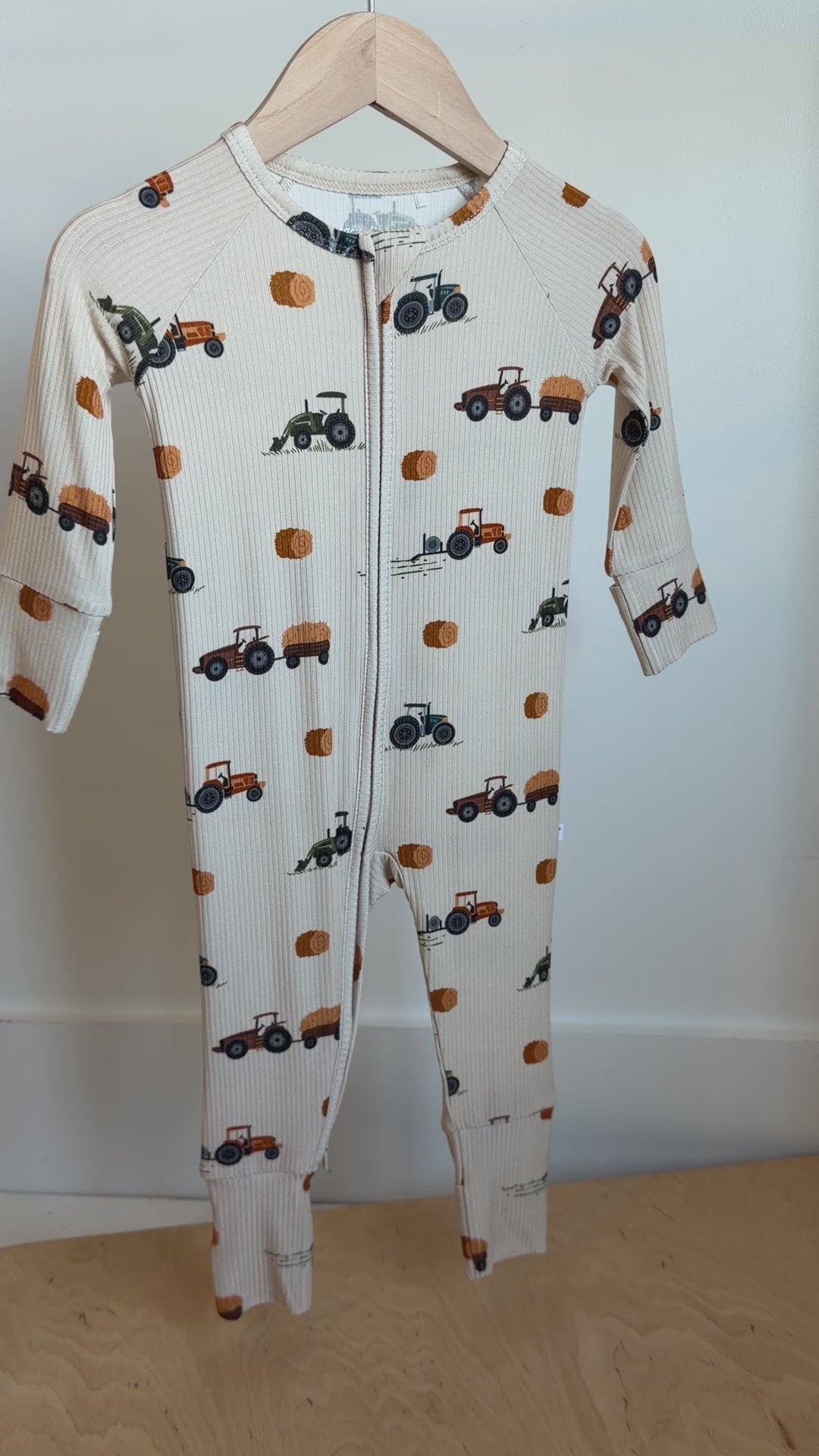 Tractors Small Ribbed Zip Romper