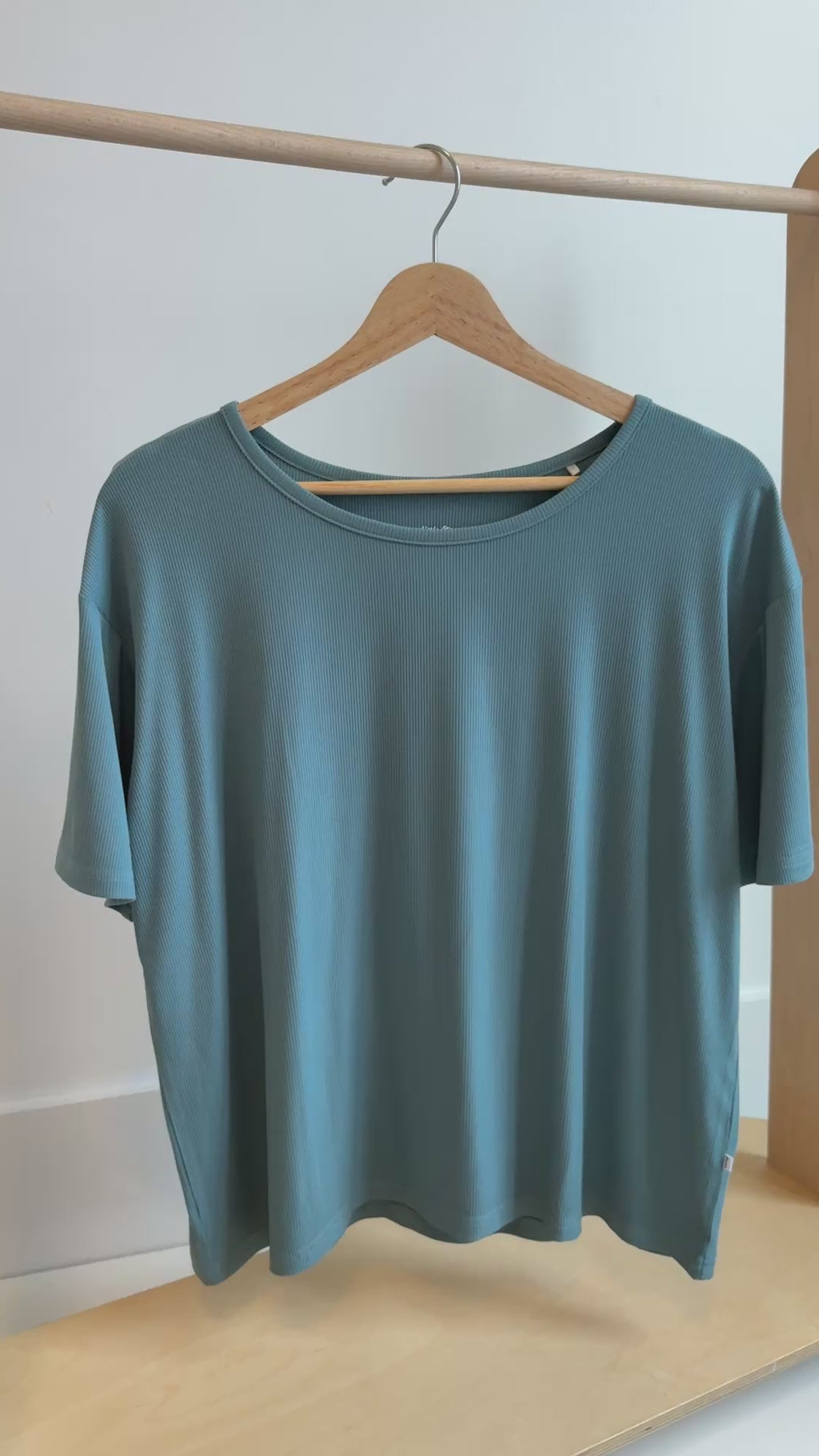 Glacier Blue Small Ribbed Women's Short Sleeve Top