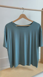 Glacier Blue Small Ribbed Women's Short Sleeve Top