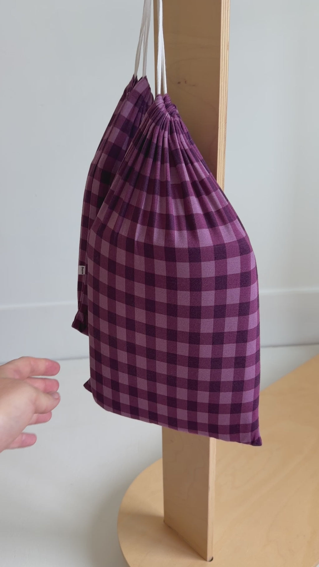 Plum Gingham Twin Sheet With Pillow Case