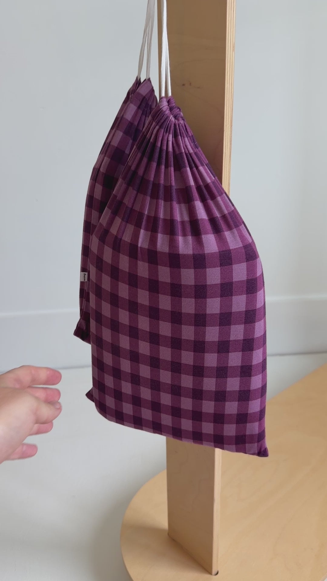Plum Gingham Twin Sheet With Pillow Case