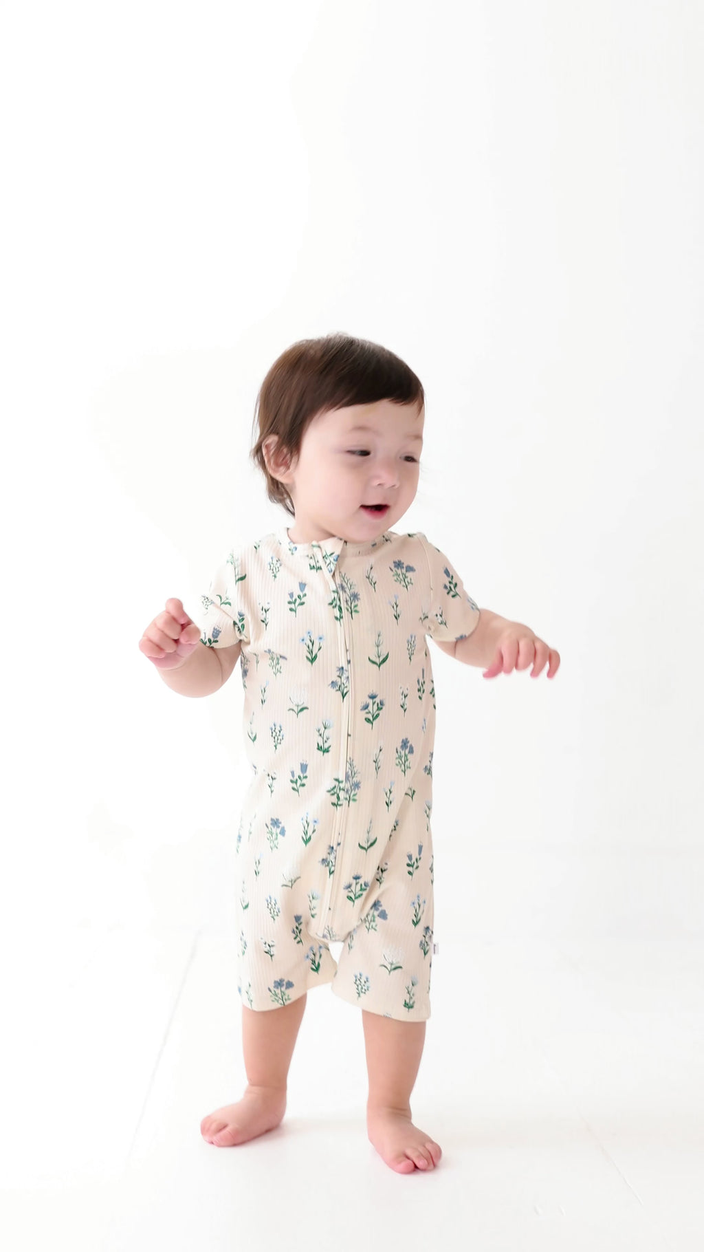 Morning Meadow Small Ribbed Summer Zip Romper