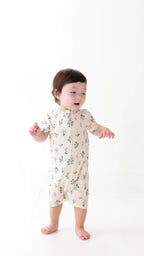 Morning Meadow Small Ribbed Summer Zip Romper