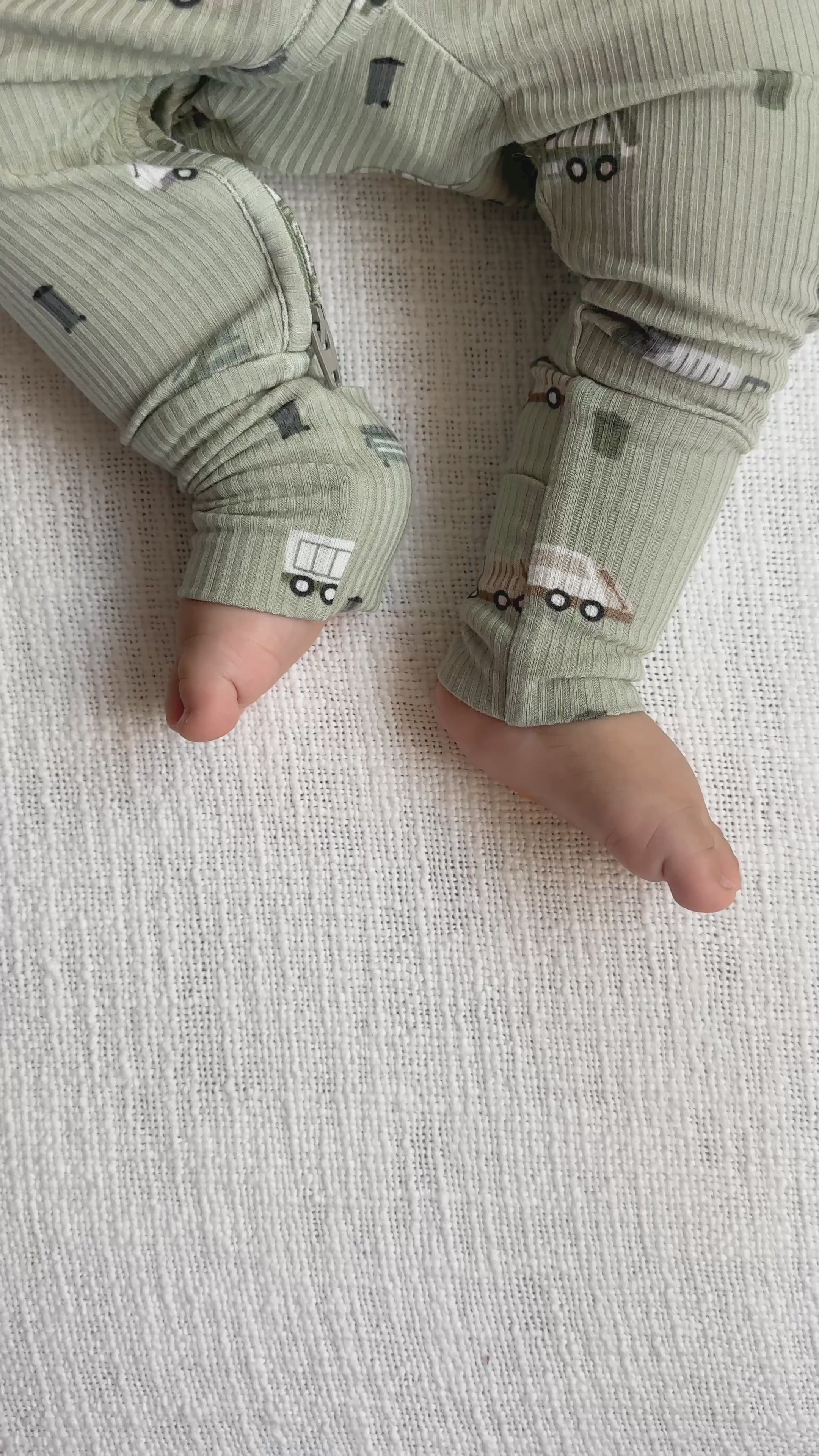 Trash Trucks Small Ribbed Zip Romper