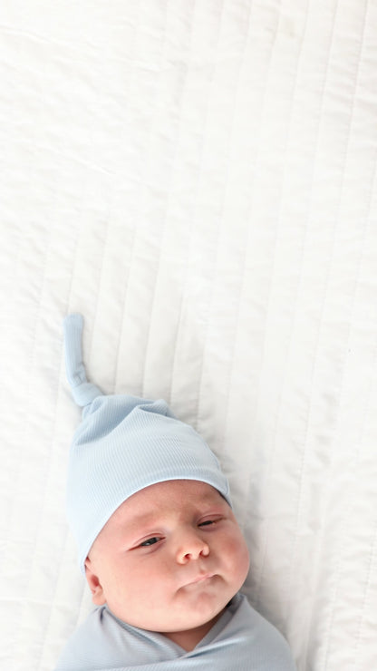 Coastal Blue Small Ribbed Swaddle Set