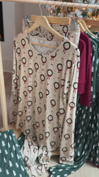 Christmas Wreaths Small Ribbed Women's Matching Set