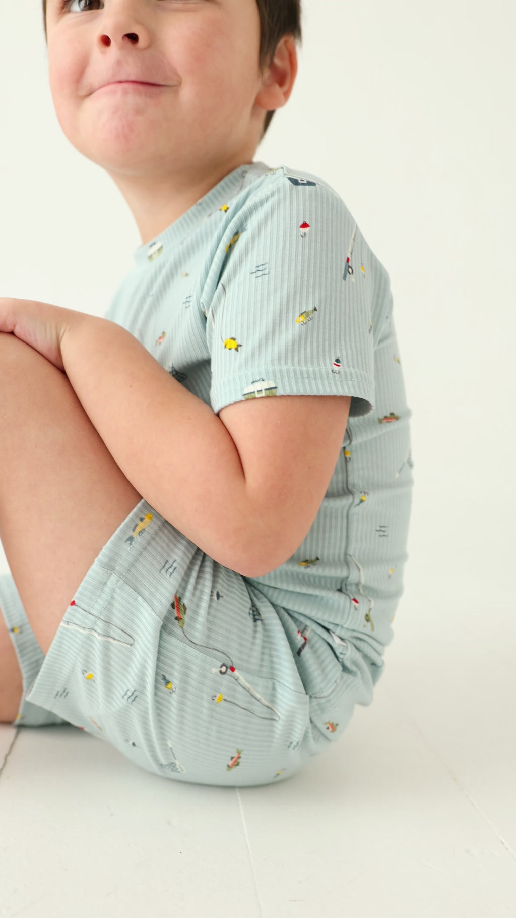 Gone Fishing Small Ribbed Shorts Two-Piece Set