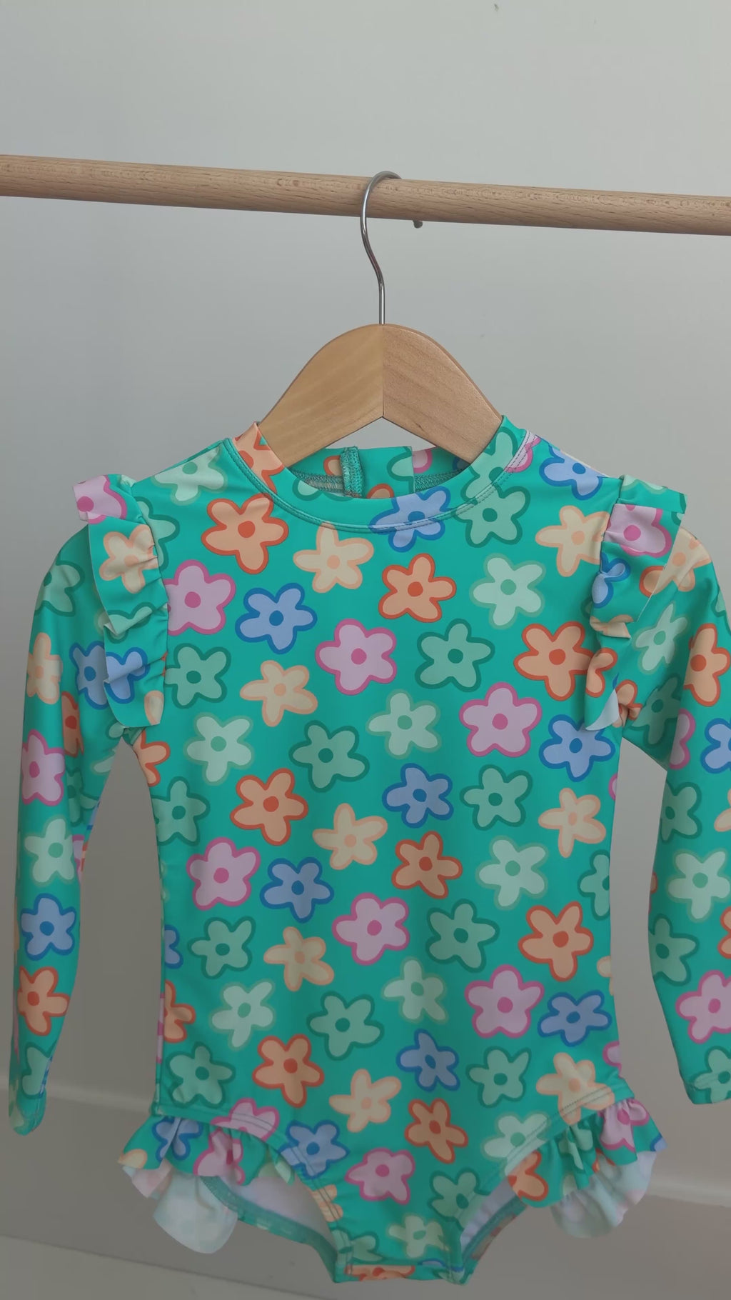 Bright Turquoise Daisies One-Piece Bathing Suit