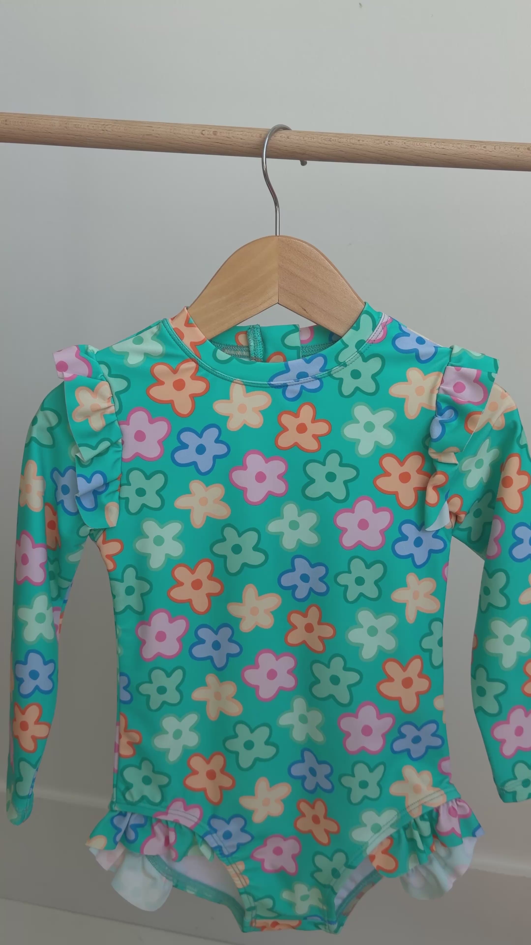 Bright Turquoise Daisies One-Piece Bathing Suit