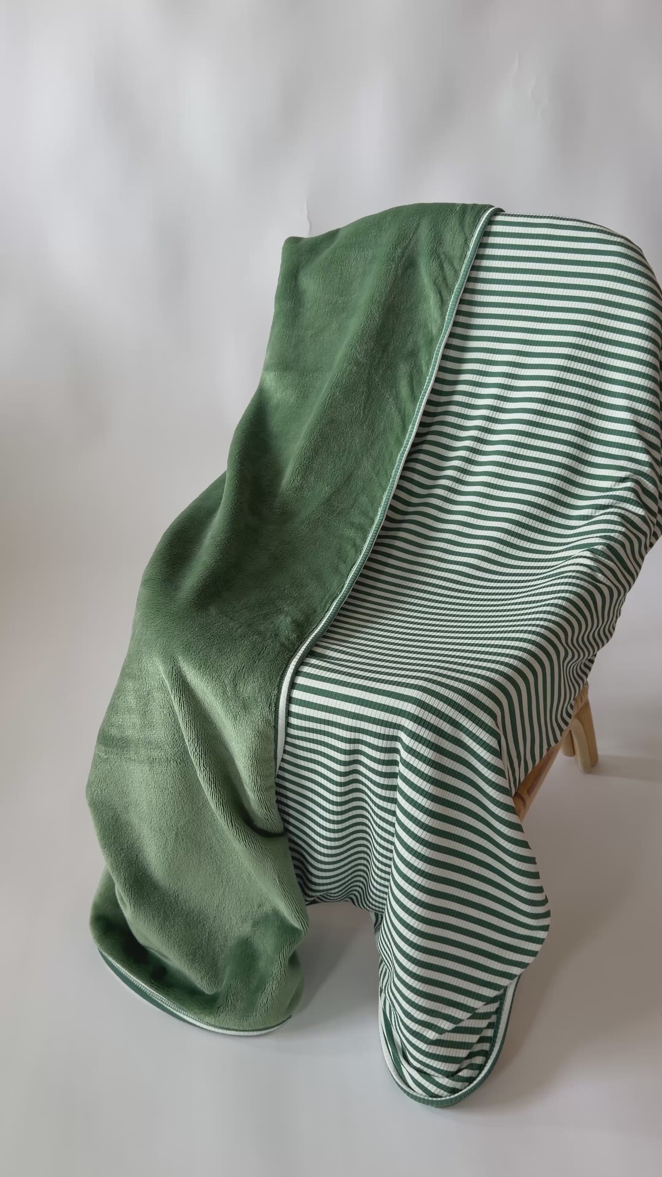 Eucalyptus Green Stripe Small Ribbed Toddler Blanket