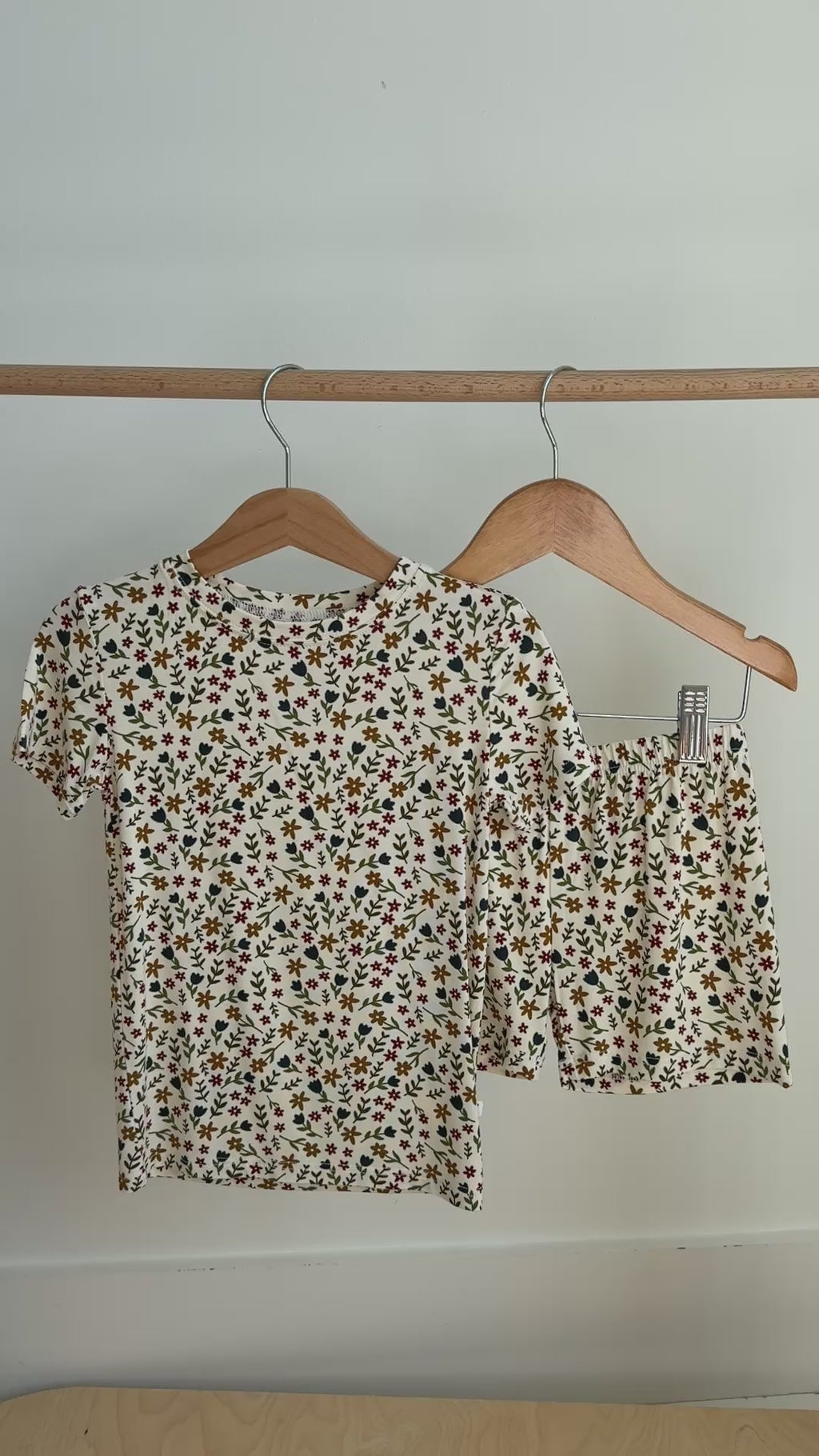 Cream Floral Shorts Two-Piece Set