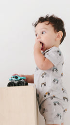 Monster Trucks Small Ribbed Summer Zip Romper