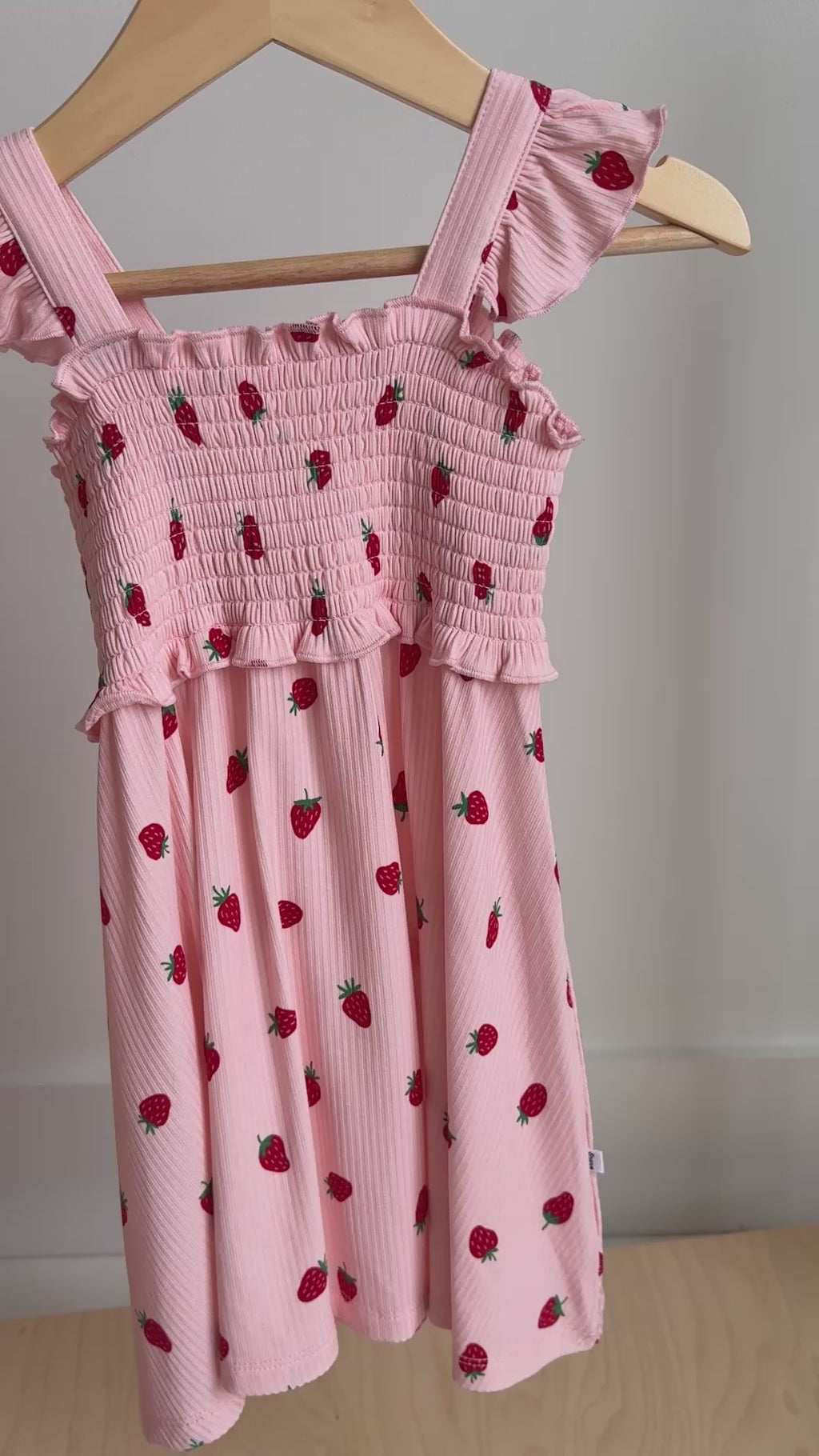 Strawberries Small Ribbed Flutter Sleeve Dress