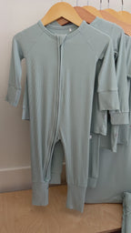 Harbor Blue Small Ribbed Zip Romper