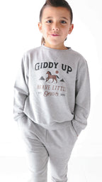 Giddy Up Dark Heather Gray Bamboo French Terry Pullover & Jogger Set