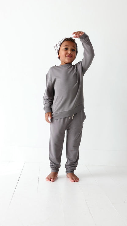 Brave Little Ones Square Dark Charcoal Bamboo French Terry Pullover