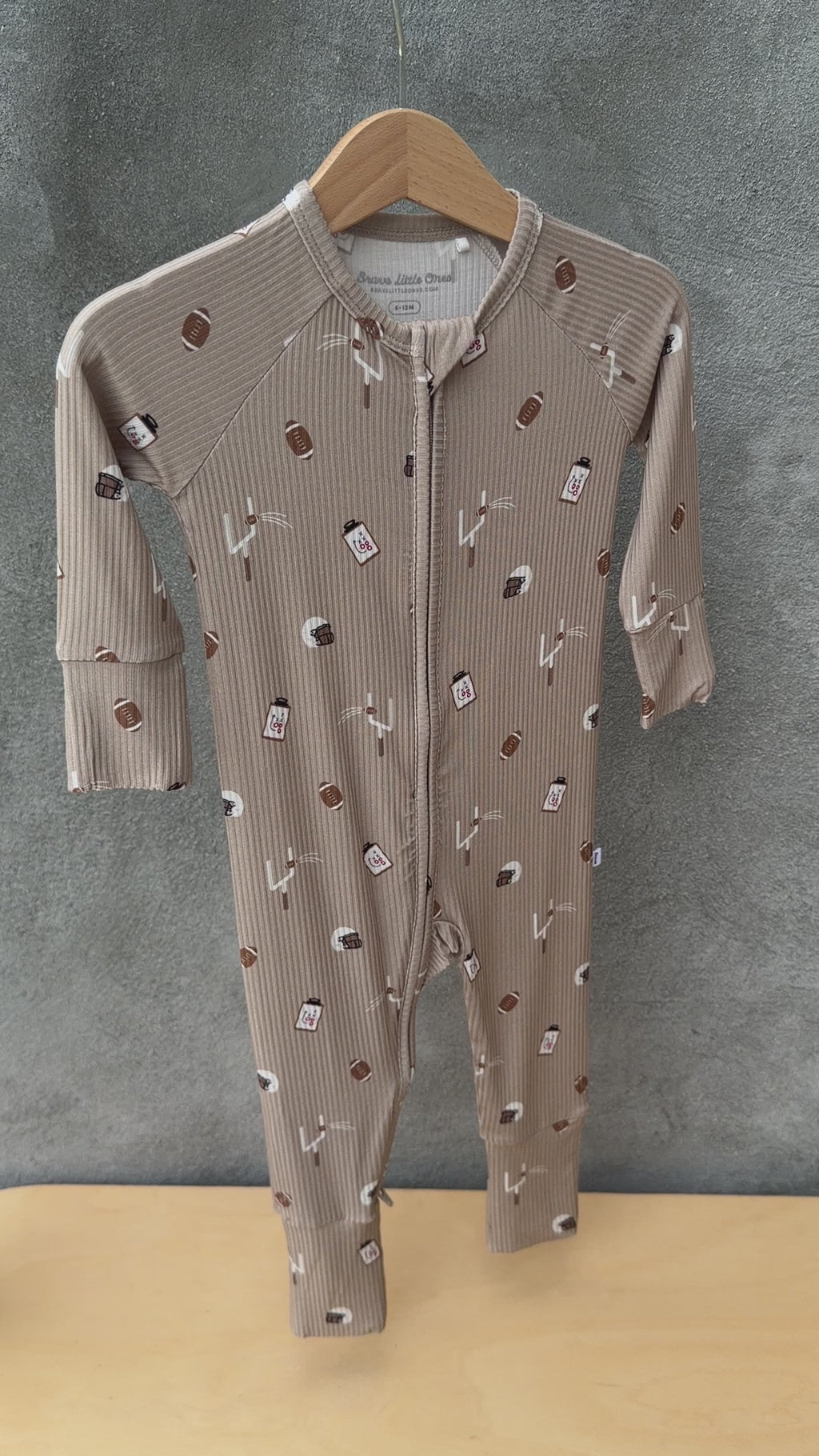 Football Small Ribbed Zip Romper