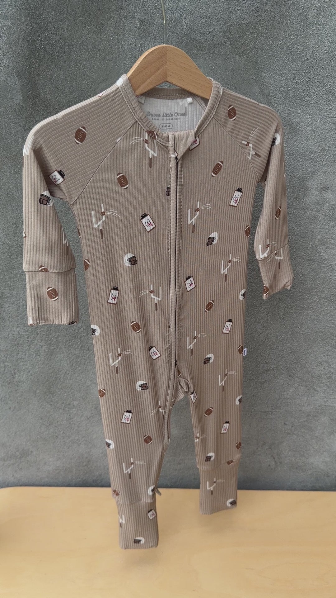 Football Small Ribbed Zip Romper
