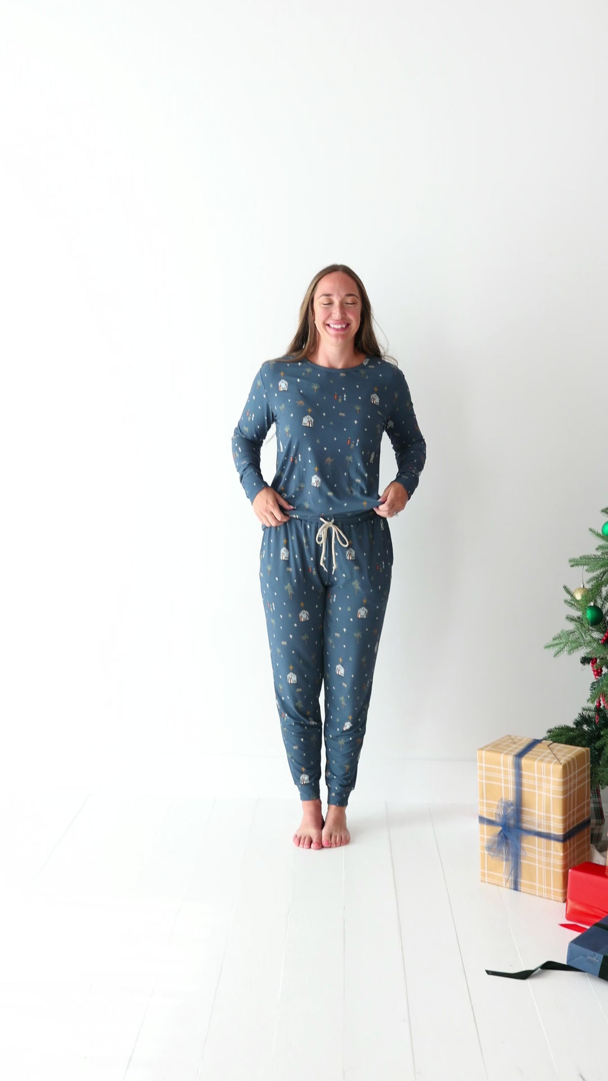 Nativity Blue Small Ribbed Women's Pants