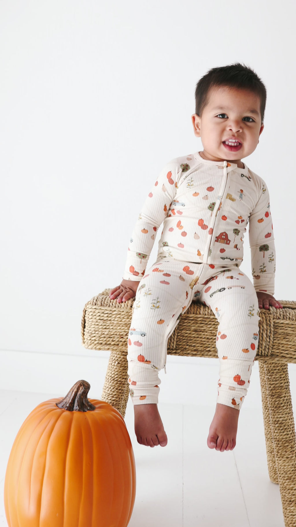 Pumpkin Patch Small Ribbed Zip Romper