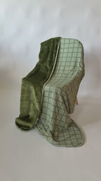 Grid Sage Green Small Ribbed Toddler Blanket