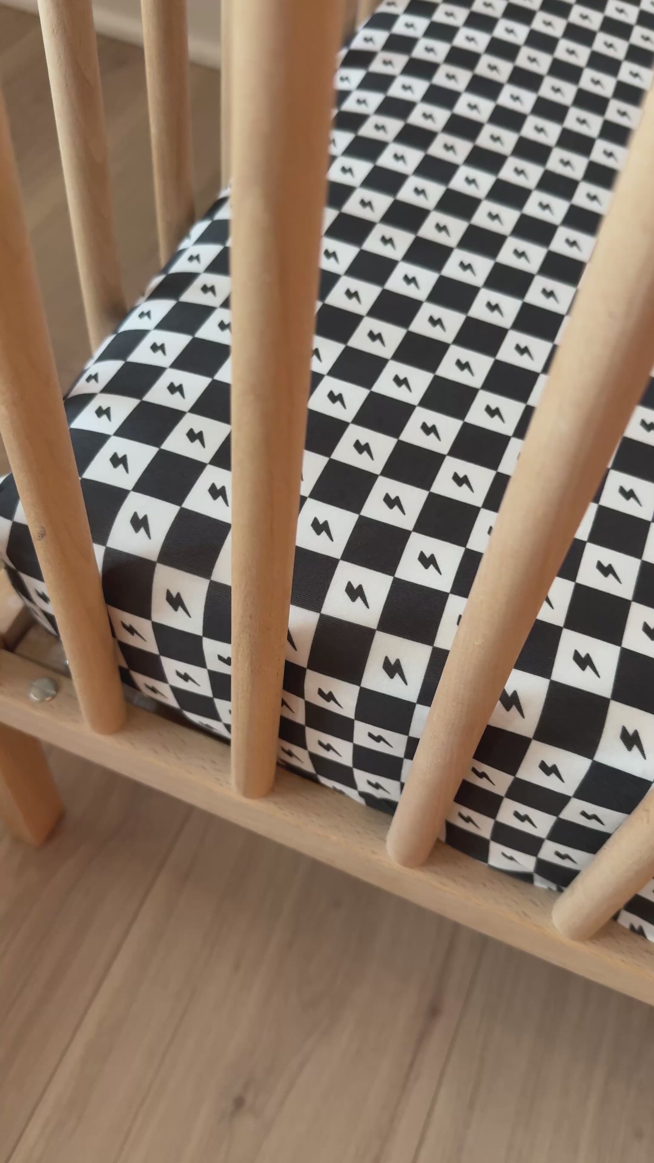 Checkered Lightning Bolt Crib Sheet