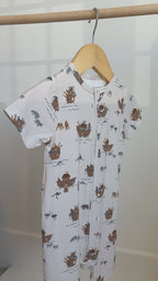 Noah's Ark Small Ribbed Summer Zip Romper