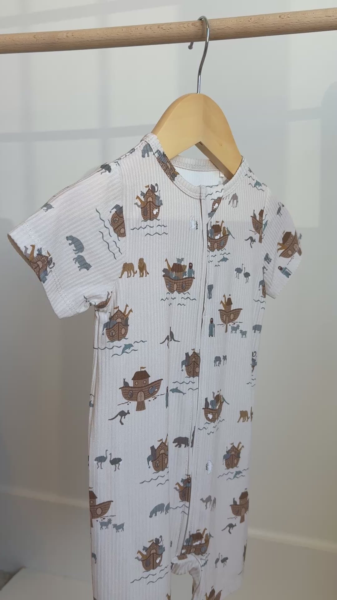 Noah's Ark Small Ribbed Summer Zip Romper