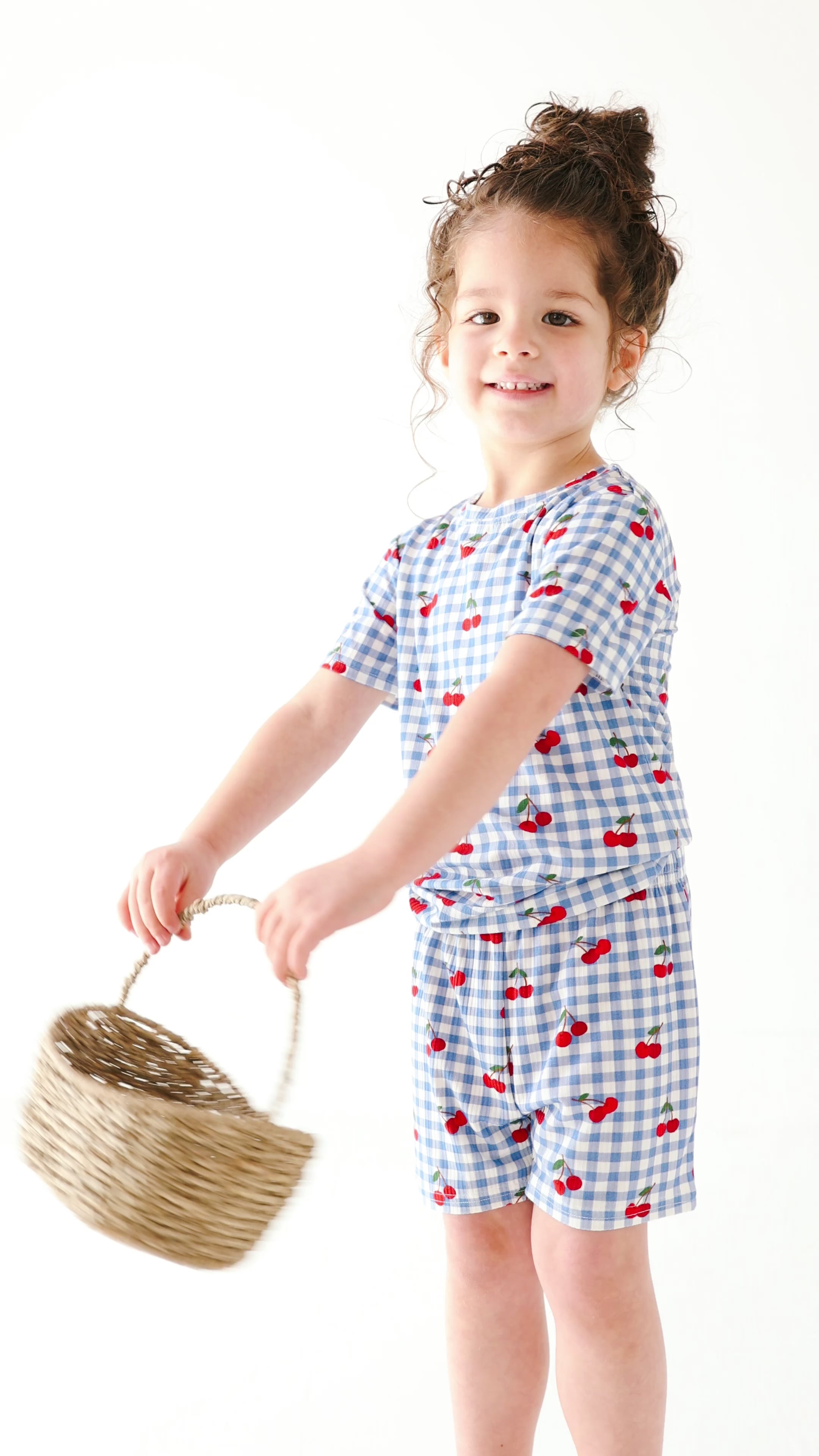 Vintage Cherries Small Ribbed Shorts Two-Piece Set