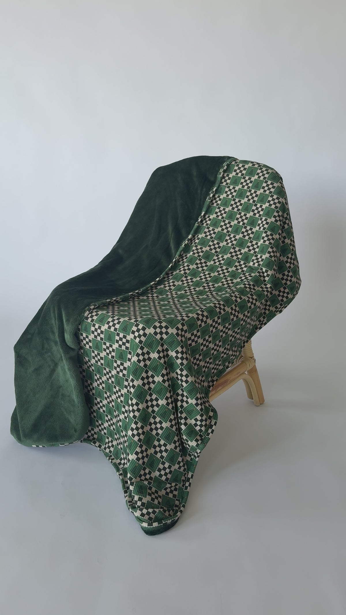 Checkered Christmas Trees Small Ribbed Toddler Blanket