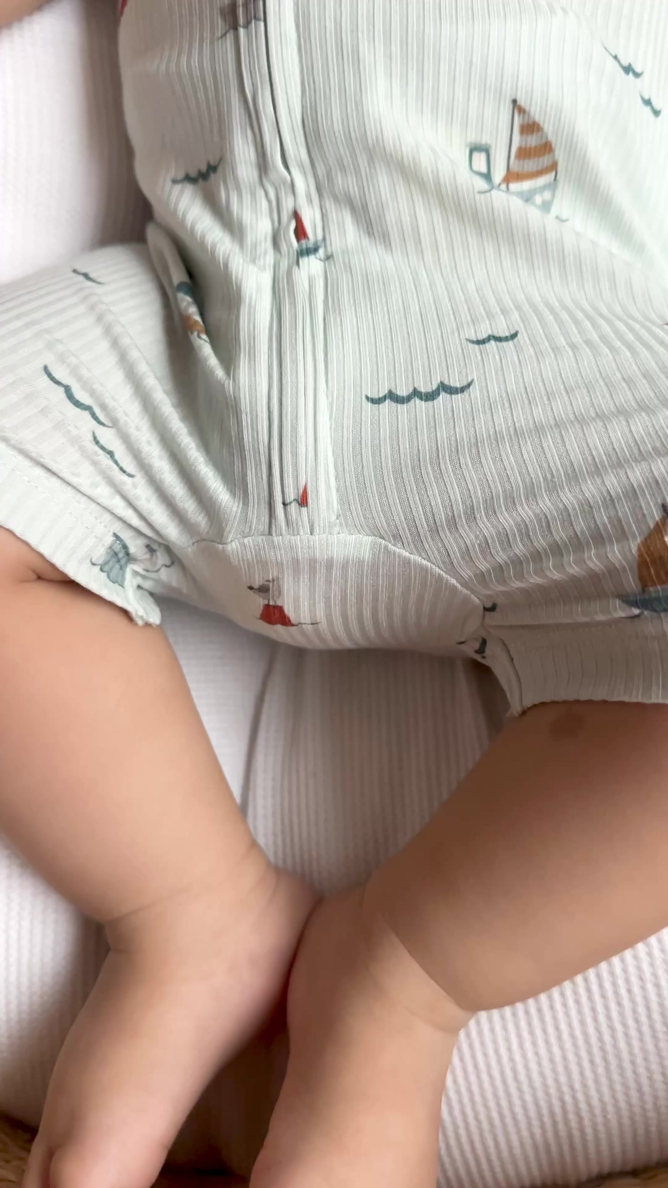 Nautical Boats Small Ribbed Summer Zip Romper