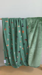 Dogs Green Small Ribbed Adult Blanket