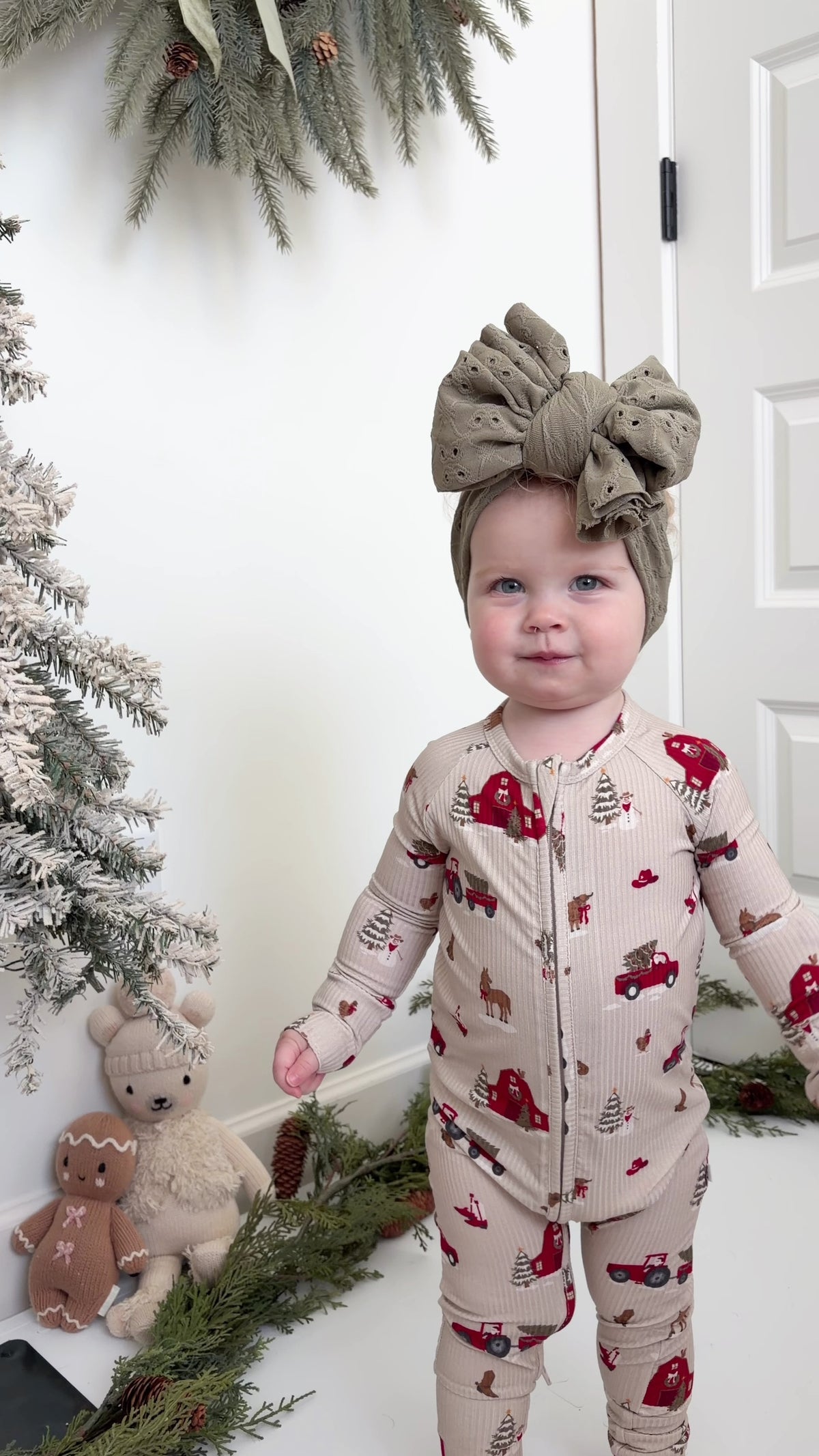 Country Christmas Small Ribbed Zip Romper