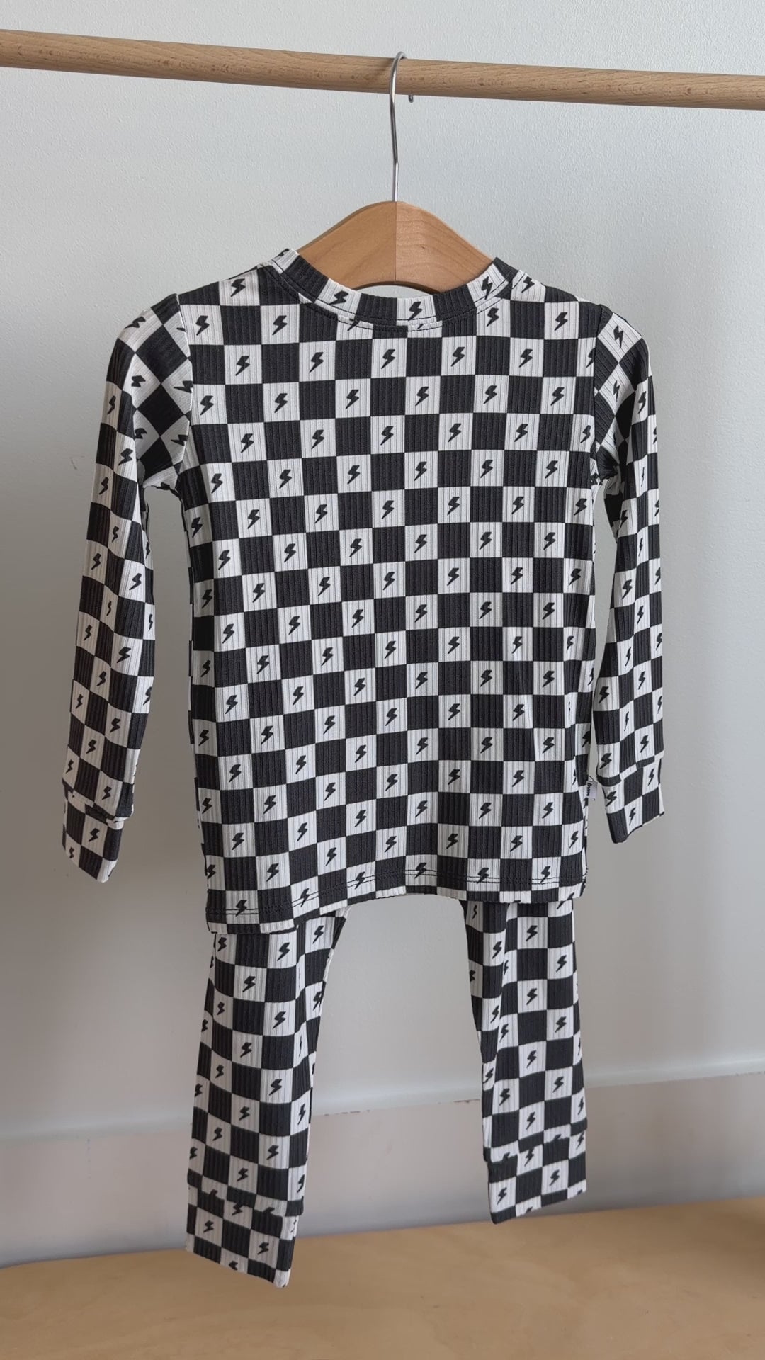 Checkered Lightning Bolt Small Ribbed Two-Piece Set