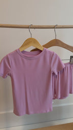 Lilac Mist Small Ribbed Shorts Two-Piece Set