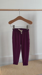 Deep Plum Floral Bamboo French Terry Pullover & Jogger Set