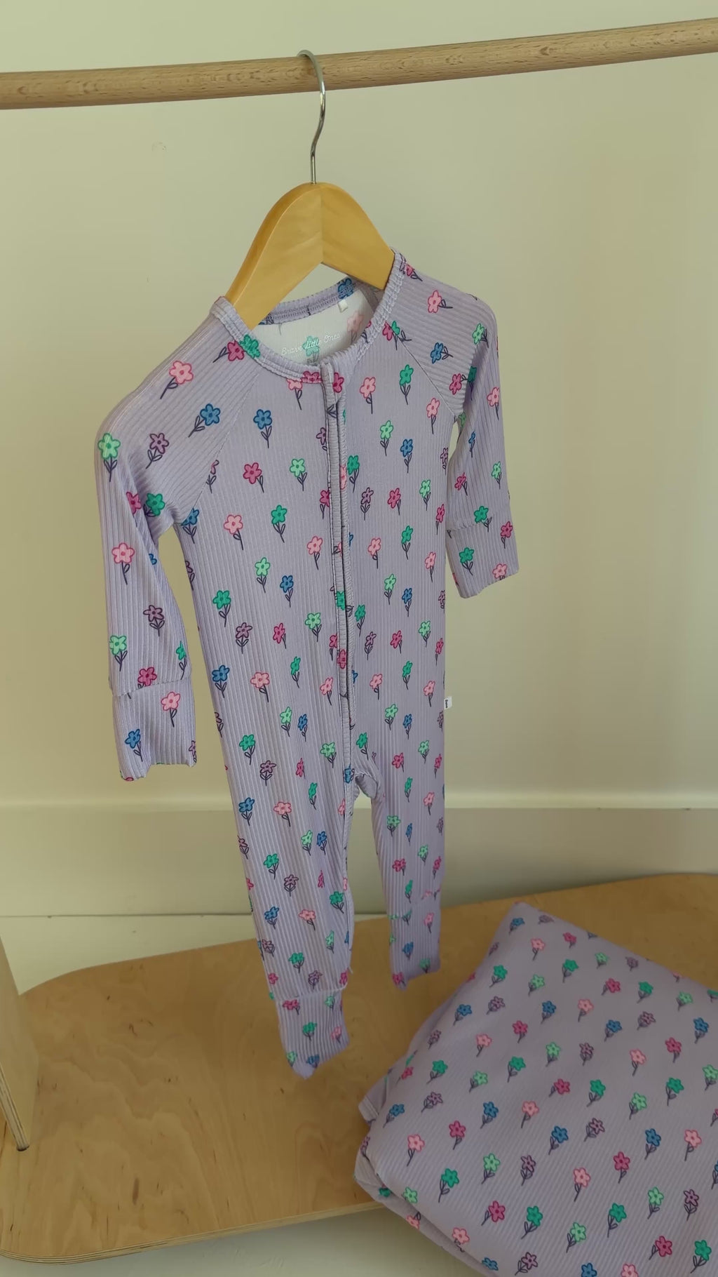 Lilac Daisies Small Ribbed Zip Romper